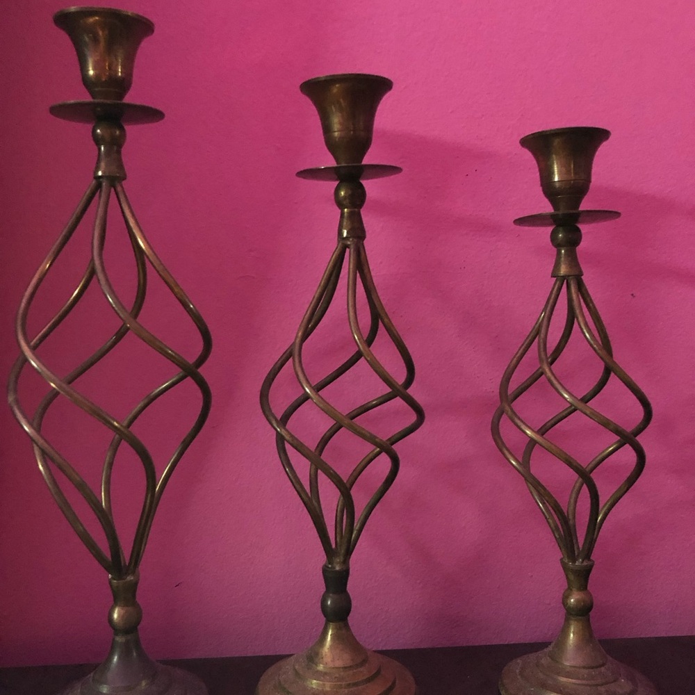 Antique Bronze Candle Holders